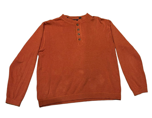 Vintage Orange St Johns Bay Quarter Button Sweater (L)